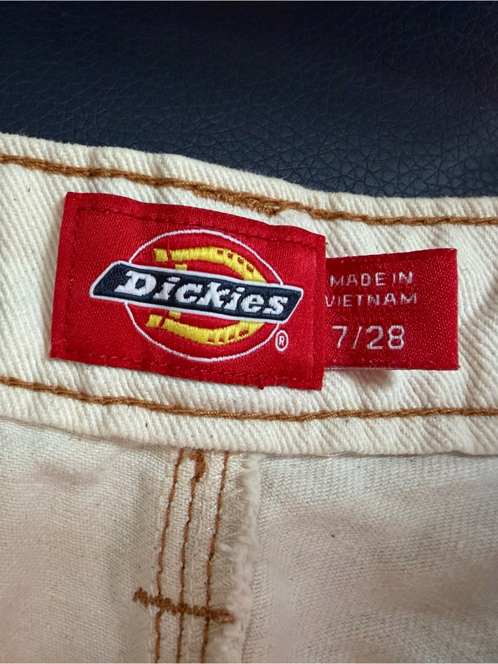 Dickies Off-White Canvas Utility Pants with Contrast Stitching